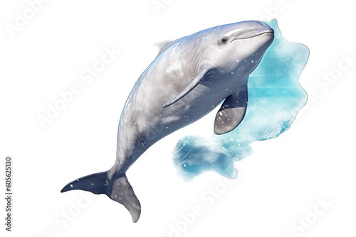 A Beluga whale isolated on transparent background - Generative AI