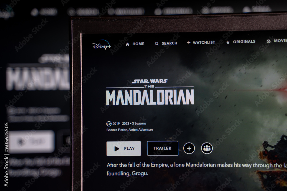 Star Wars The Mandalorian tv series poster on Disney Plus site. The ...