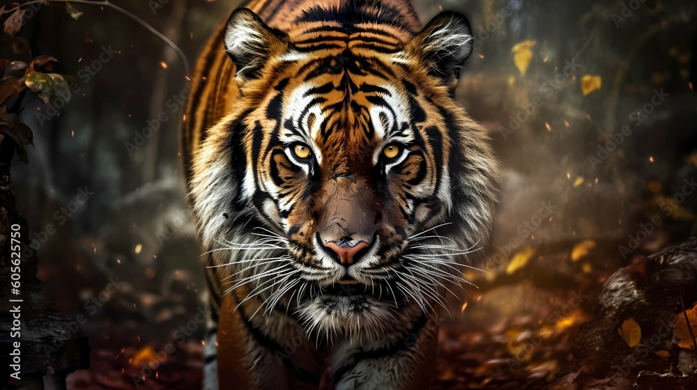 Colorful tiger illustration. Generative AI