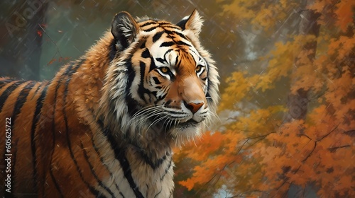 Colorful tiger illustration. Generative AI