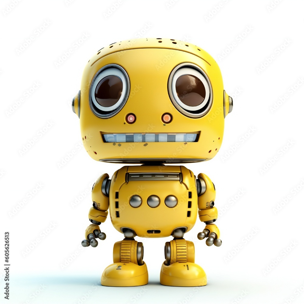 A robot cartoon mascot with smiley face Generative AI A robot cartoon mascot with smiley face Generative AI