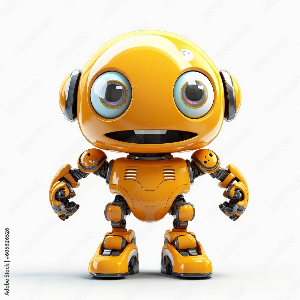A robot cartoon mascot with smiley face Generative AI A robot cartoon mascot with smiley face Generative AI