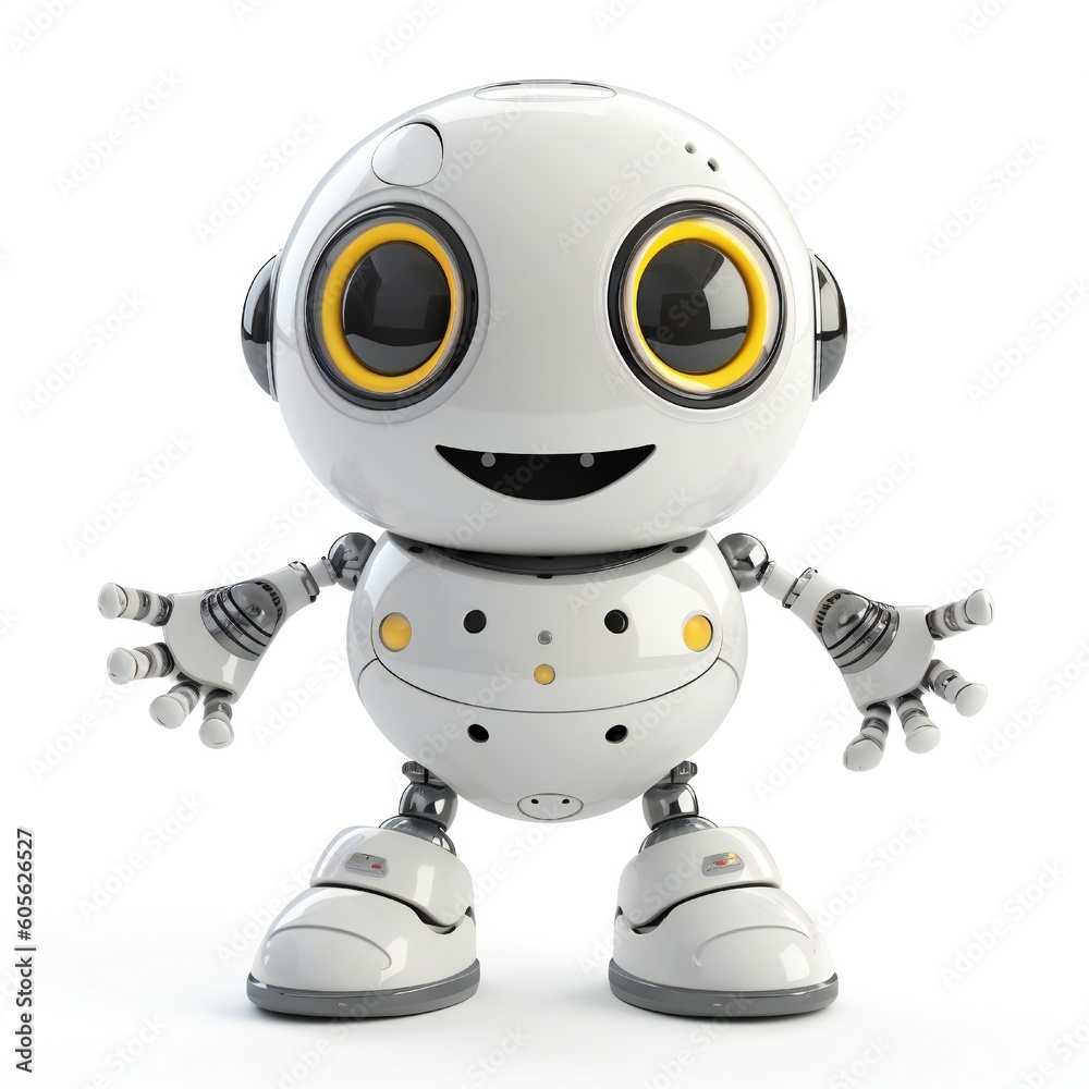 A robot cartoon mascot with smiley face Generative AI A robot cartoon mascot with smiley face Generative AI