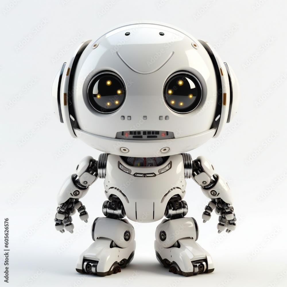 A robot cartoon mascot with smiley face Generative AI A robot cartoon mascot with smiley face Generative AI