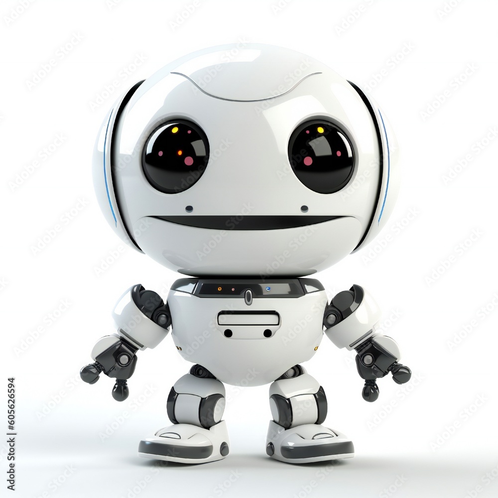 A robot cartoon mascot with smiley face Generative AI A robot cartoon mascot with smiley face Generative AI