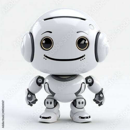 A robot cartoon mascot with smiley face Generative AI  © LayerAce.com