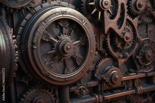 a picture of a rusty gear, in the style of detailed fantasy art, high detailed, generative AI