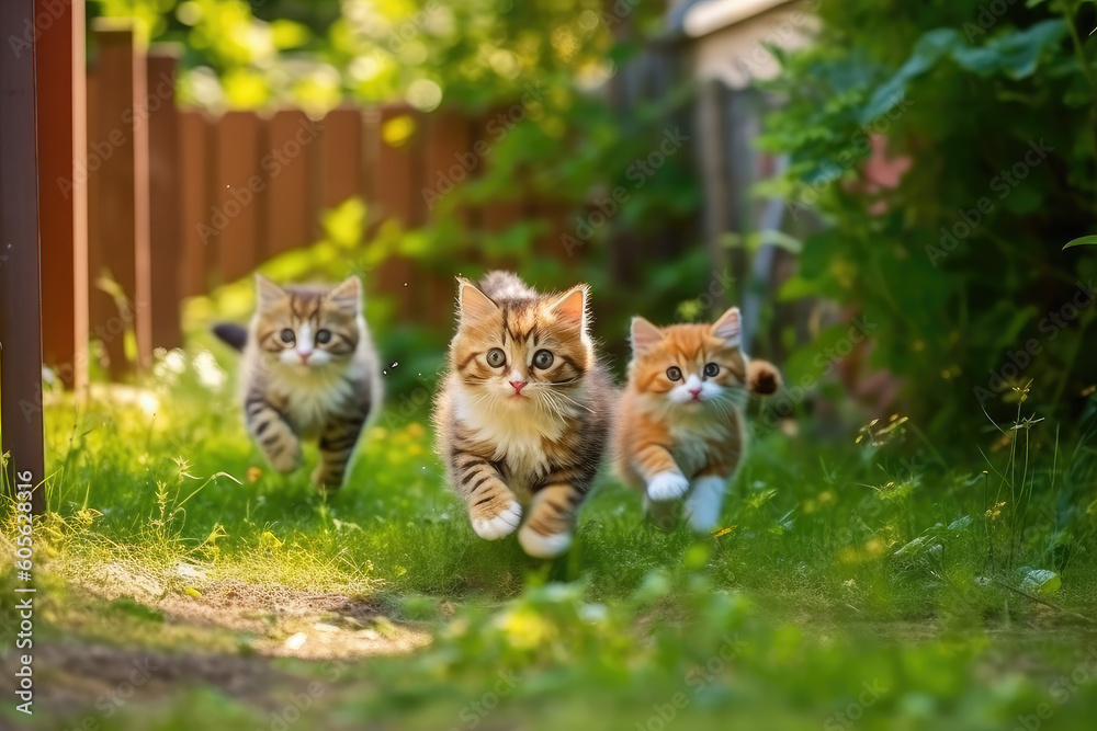 Fototapeta premium Cat running on the garden
