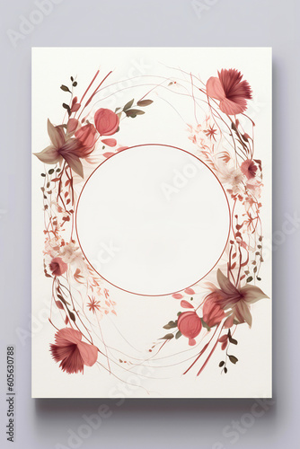 Wedding Invitation Card Design with Floral Elements Generative AI