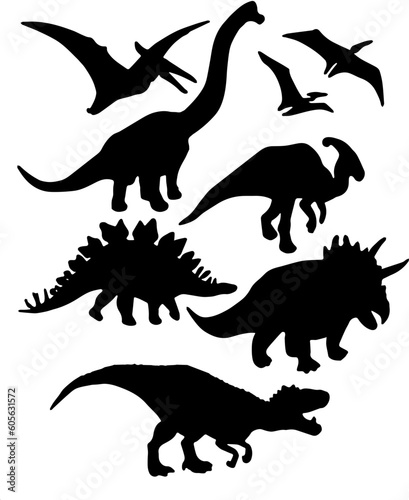 silhouette of dinosaur illustration vector set © Bangkit