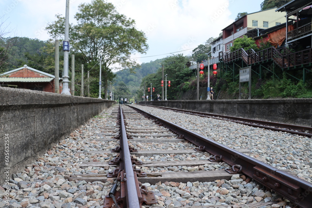 Railroad tracks at Shengxing Station, Sanyi Township, Miaoli County, Taiwan