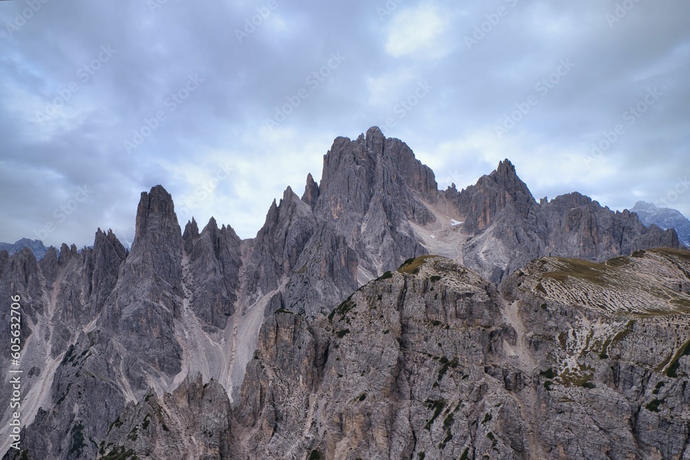 Beautiful shot of a mountain range in Dolomites, Italy