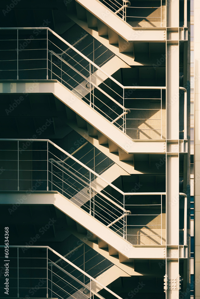 Fototapeta premium Architecture details Fire escape Stairs Building metal staircase Industrial structure