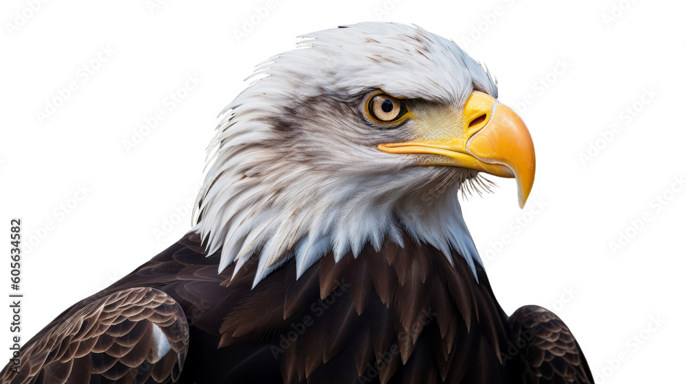 Obraz premium Majestic Bald Eagle -Transparent background- animal art made with Generative AI 