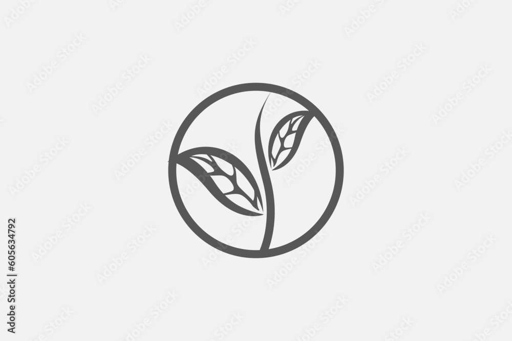 Illustration vector graphic of leaf modern minimalist in circle. Good for logo