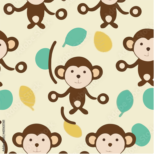cute simple monkey pattern, cartoon, minimal, decorate blankets, carpets, for kids, theme print design

