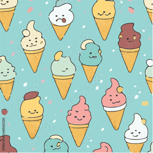 cute simple ice cream pattern, cartoon, minimal, decorate blankets, carpets, for kids, theme print design
