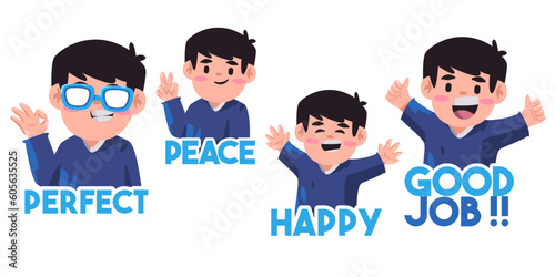 good job great perfect appreciation congratulating kids child expression object collection set illustration sticker style