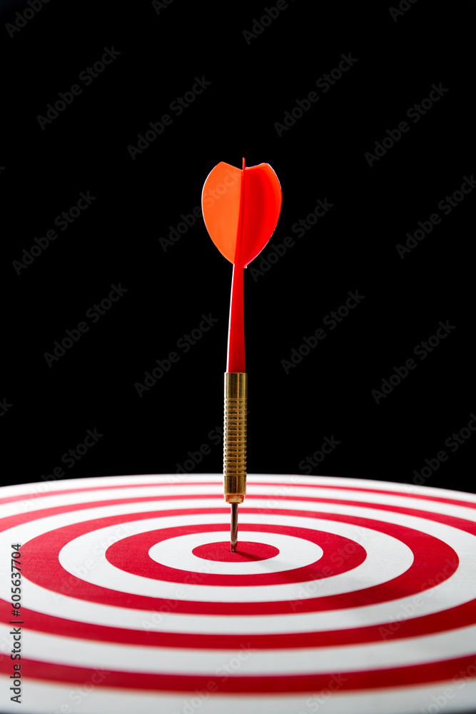 Dart hitting on center target Dart hitting on center target