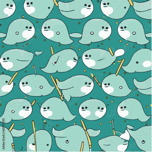 cute simple narwhal pattern, cartoon, minimal, decorate blankets, carpets, for kids, theme print design
