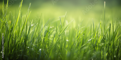 Fresh spring green grass background, Generative ai