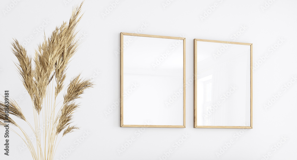 Boho mockup interior, 3d rendering Boho mockup interior, 3d rendering