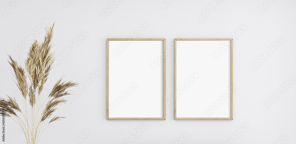 Boho frame mockup interior, 3d rendering Boho frame mockup interior, 3d rendering