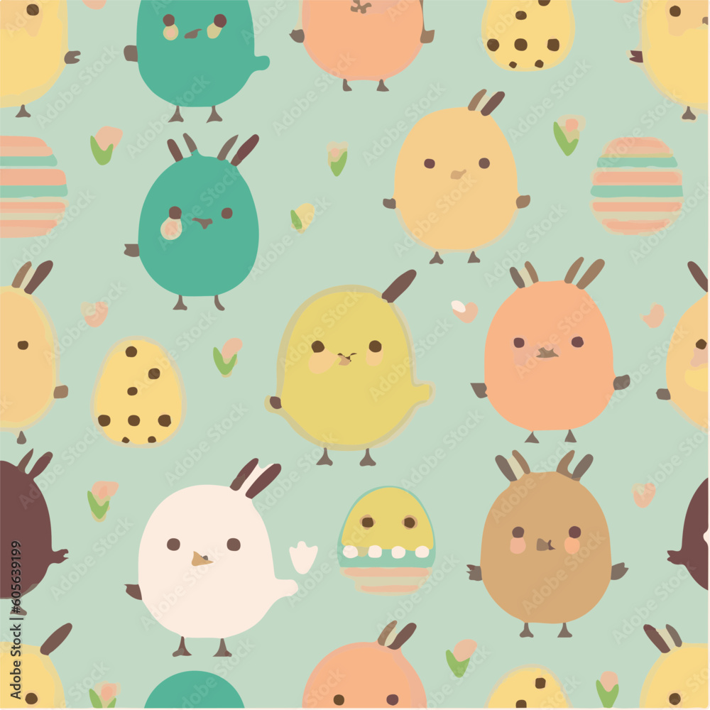cute simple easter pattern, cartoon, minimal, decorate blankets, carpets, for kids, theme print design
