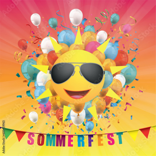Sommerfest Cover mit der Sonne und Luftballons