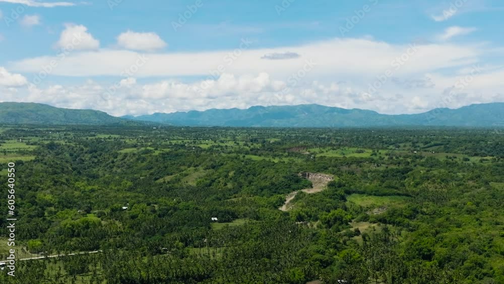 Aerial drone of Farm and agricultural land with crops in the mountainous area. Negros, Philippines Aerial drone of Farm and agricultural land with crops in the mountainous area. Negros, Philippines