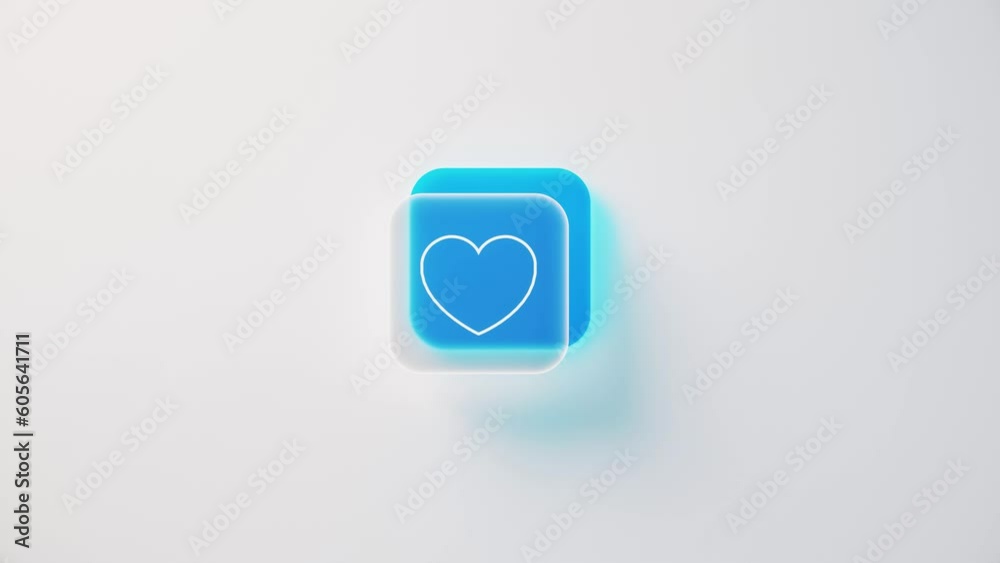3d blue heart media icon Isolated on a white background 3d blue heart media icon Isolated on a white background
