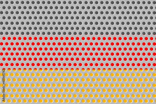 Illustration of the flag of Germany behind a metal fence with circular details.