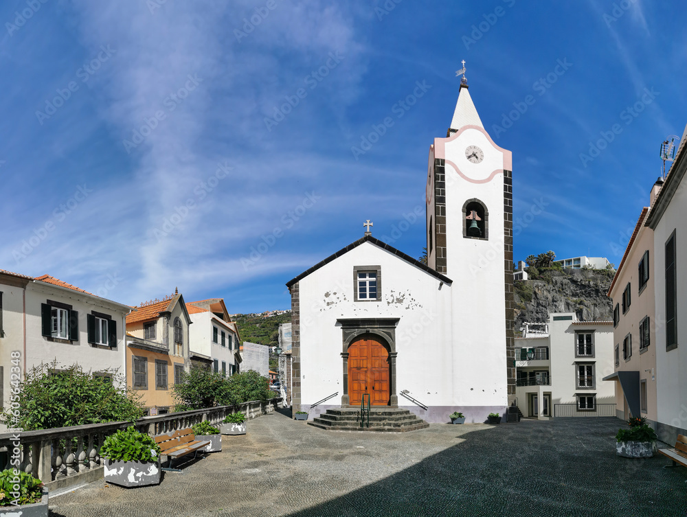 View at the Nossa Senhora da Luz church on Ponta do Sol, a small touristic village in the city of Funchal, Madeira Island, Portugal