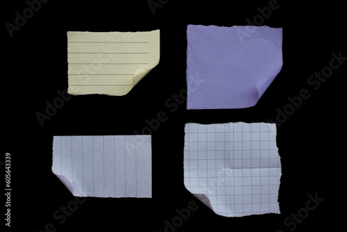 Wallpaper Mural Set of ripped paper pieces isolated on black background. Torn papers with copy space. Torontodigital.ca