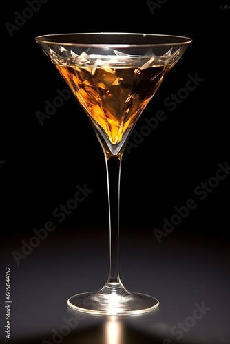 cocktail glass on a black background, the theme of the celebration. Generative AI
