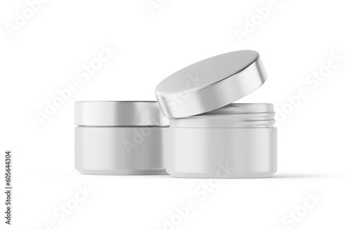 Premium Matte Cream Jar With Metallic Cap for Elevating Brand’s Visuals Blank Image Isolated on White