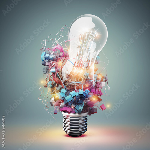 illuminating the path of innovation creative minds embrace light bulbs and technology, unleashing ingenuity and problem-solving through collaborative brainstorming,  Created by Generative AI