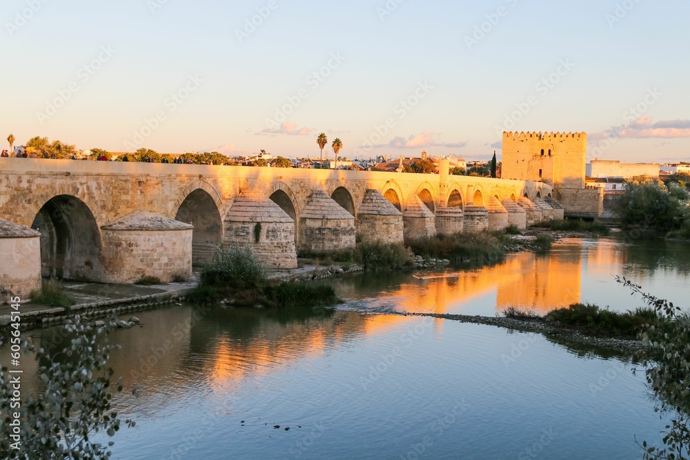 Roman Bridge of Cordoba in the historical center of Cordoba, Andalusia in southern Spain,
