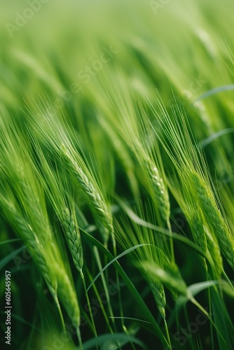 Close up of a green wheat field in summer