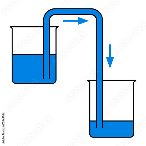 U-shape tube vector illustration isolated on white background. Physics, technology, engineering, science