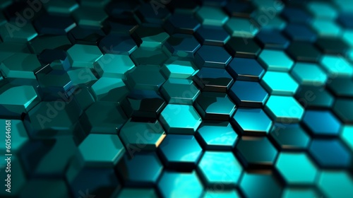 Abstract 3d rendering of hexagon background. Futuristic shape  generative Ai