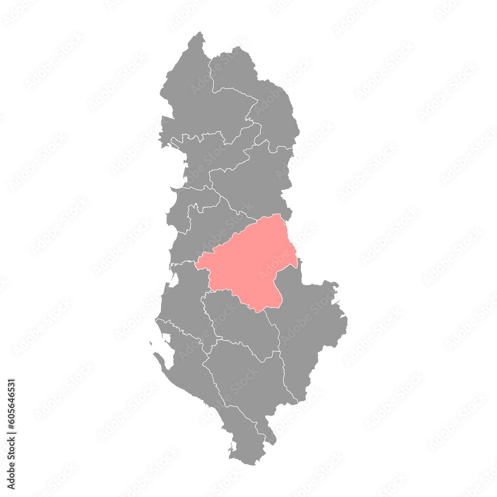 Elbasan county map, administrative subdivisions of Albania. Vector illustration.