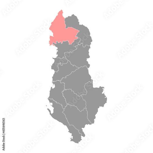 Shkoder county map  administrative subdivisions of Albania. Vector illustration.