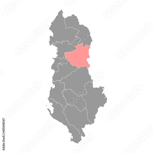Diber county map  administrative subdivisions of Albania. Vector illustration.