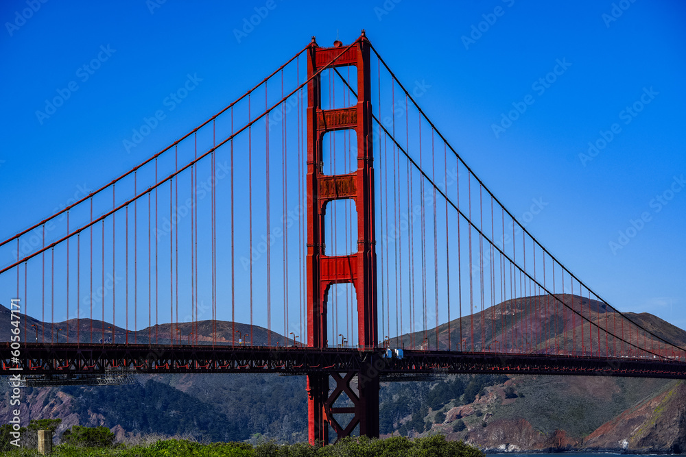 Golden Gate Bridge against a clear blue sky in San Francisco, USA