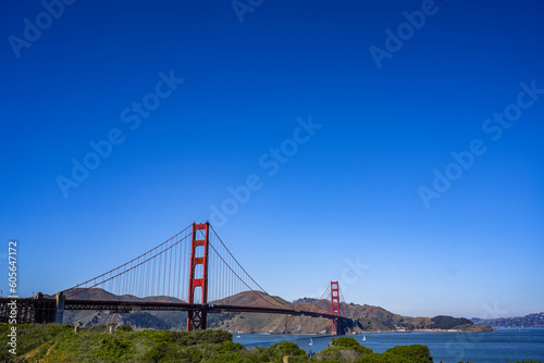 Golden Gate Bridge against a clear blue sky in San Francisco, USA