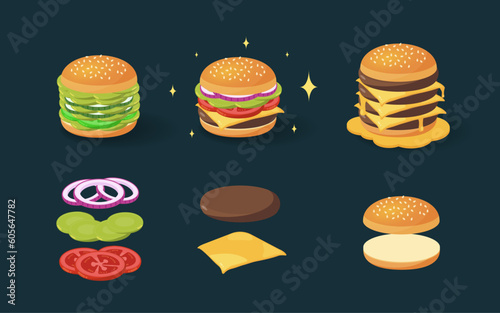 Hamburger ingredients.