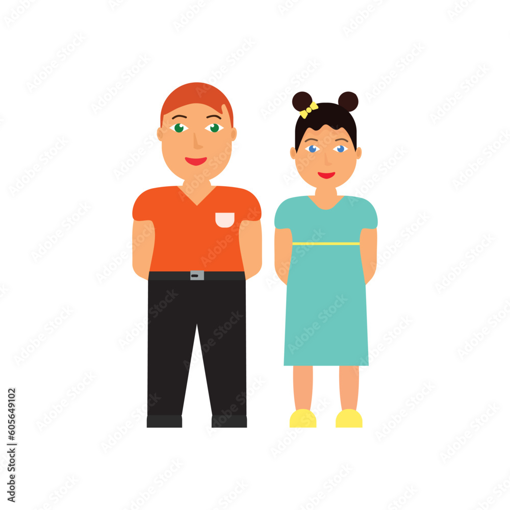 Flat vector characters cartoon icon Flat vector characters cartoon icon