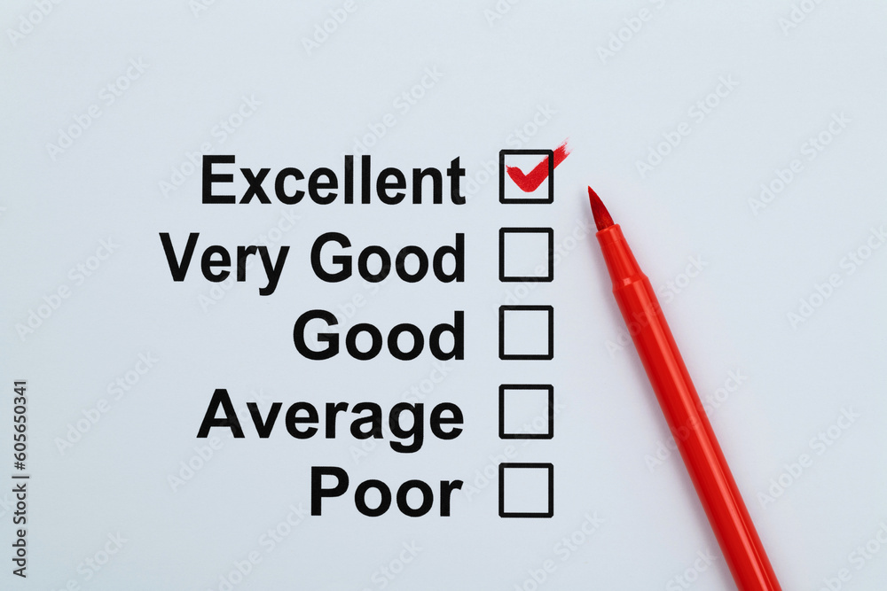 Tick the excellent box on customer feedback form Tick the excellent box on customer feedback form