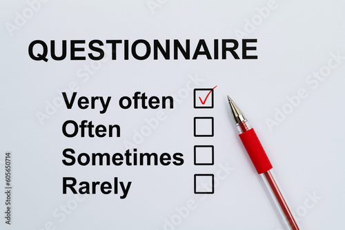 Tick the very often box on questionnaire form © xy